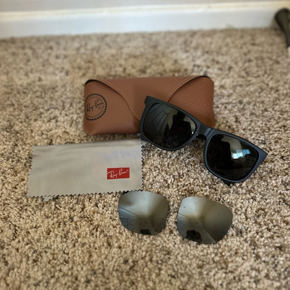 Ray-Ban Black Sunglasses with Brown Case and Extra Lenses